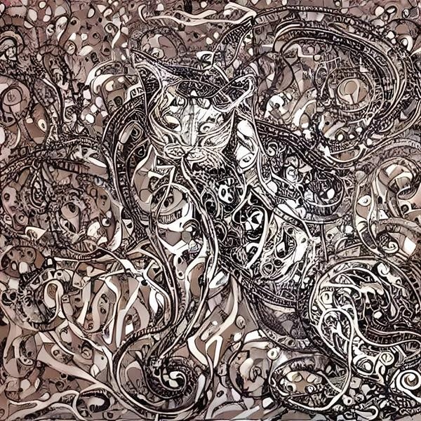 模様に埋め込まれた猫