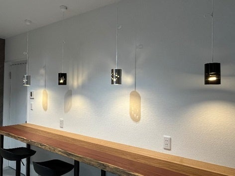 廃材パイプの照明