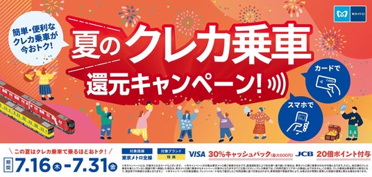 夏休み期間のキャッシュレス推進に向けて「東京メトロ 夏のクレカ乗車 還元キャンペーン」を実施します! 夏休み期間のキャッシュレス推進に向けて「東京メトロ 夏のクレカ乗車 還元キャンペーン」を実施します!