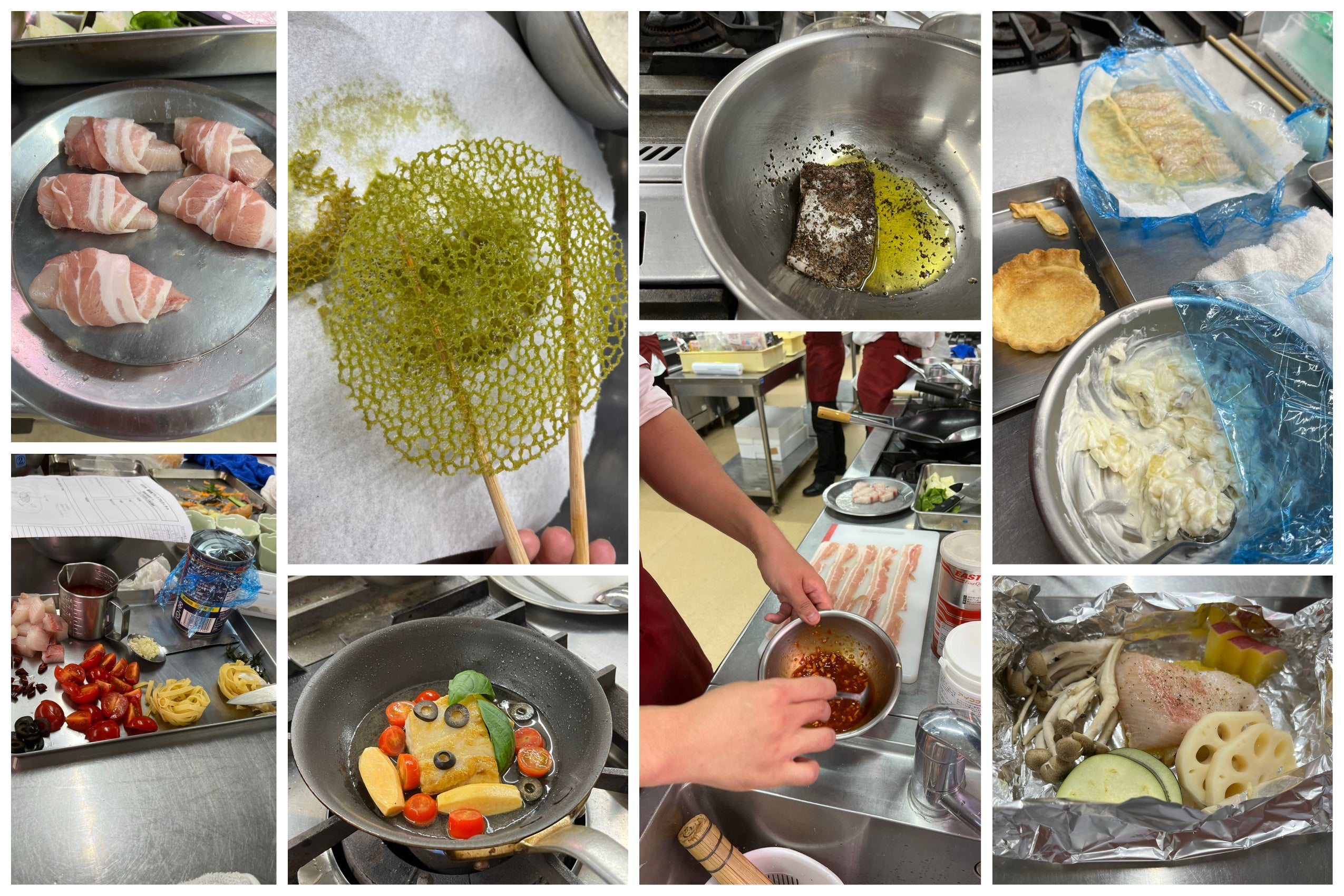 黒豚巻き、かごしま茶のチュイル、柑橘を使ったフルーツマリネなど多彩なアイデアに挑戦した