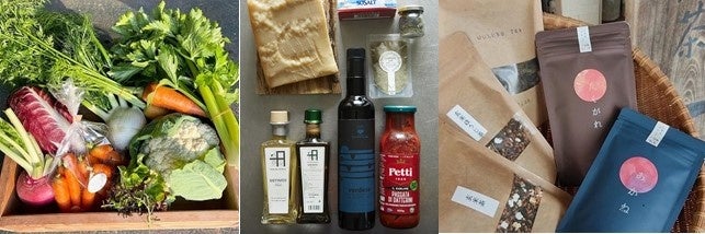 出雲の新鮮野菜や焼き菓子、お茶などのほか、イタリア食材も大集合