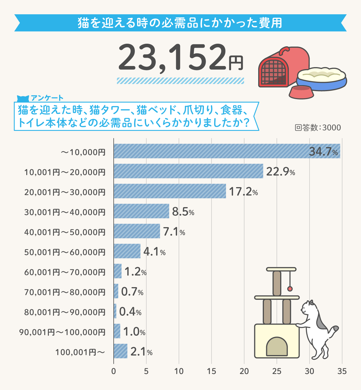 猫を迎える時の必需品にかかった費用