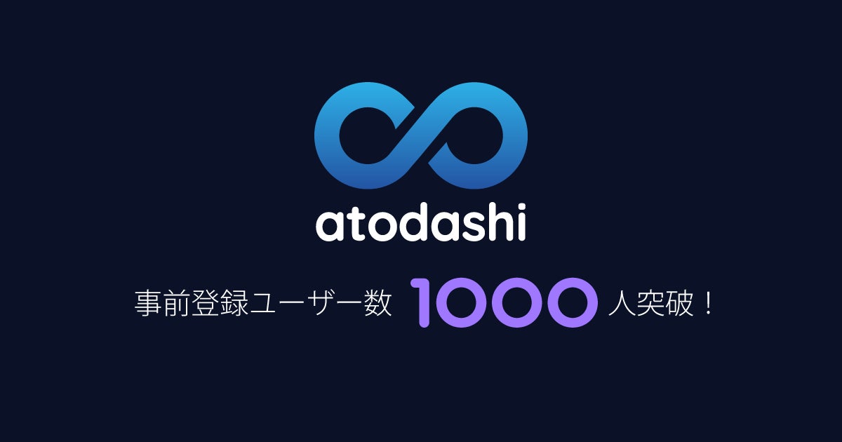 「atodashi」が1,000人突破!NFTカードゲーム化サービスで手軽に参加、価格差分を狙える。先行申し込みで年間利用料金の半額キャッシュバック。 「atodashi」が1,000人突破!NFTカードゲーム化サービスで手軽に参加、価格差分を狙える。先行申し込みで年間利用料金の半額キャッシュバック。