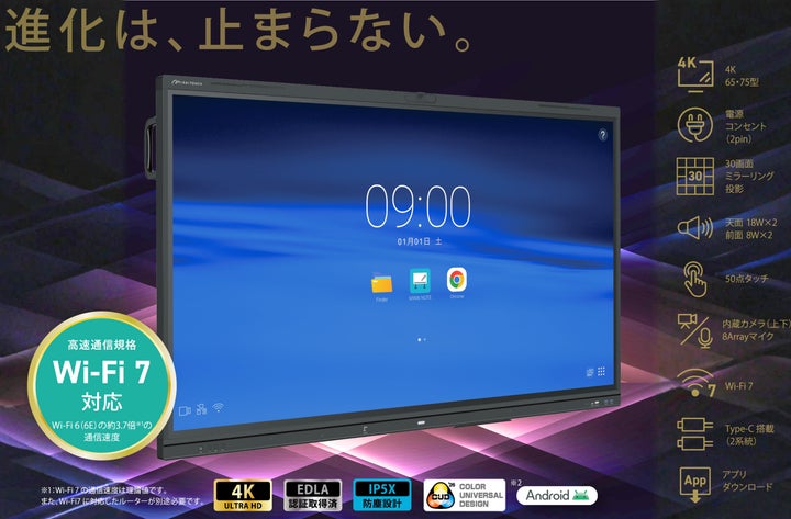 学校現場が求める「いま」と「ミライ」を詰め込んだ電子黒板。MIRAI 学校現場が求める「いま」と「ミライ」を詰め込んだ電子黒板。MIRAI