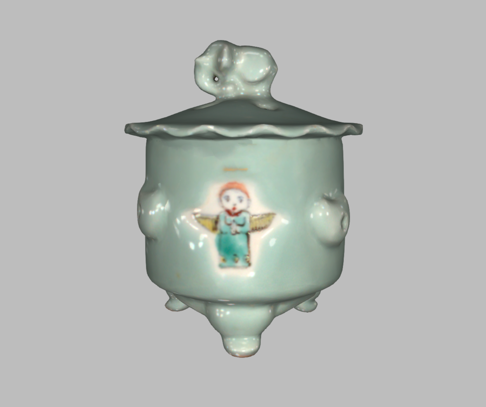 人間国宝・三浦小平二の青磁作品　3Dデジタルアーカイブ　香炉『エンゼル』