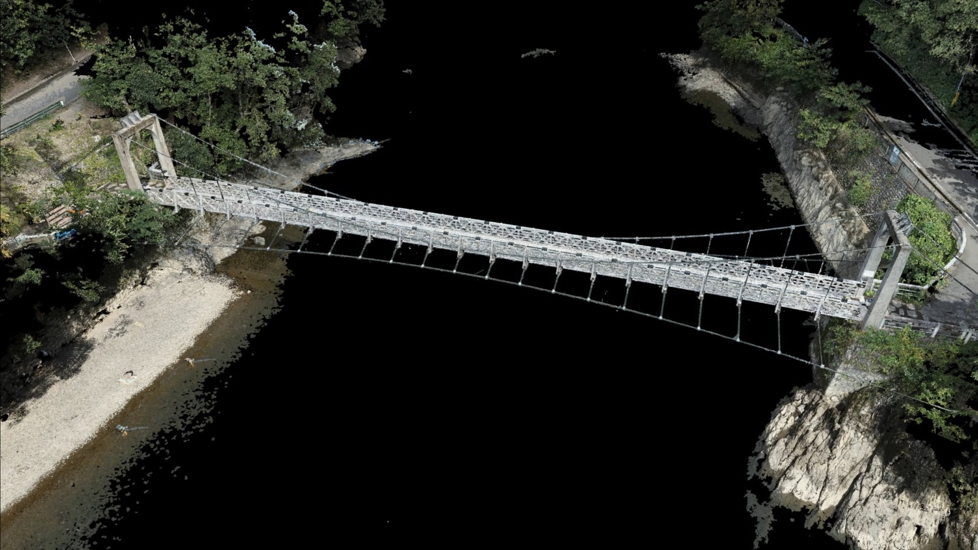 ドローン測量による橋梁(吊り橋)の3Dモデル