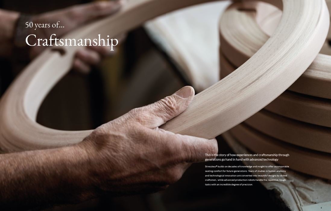 ブランド誕生から51年目を迎えるストレスレス。世代を超えて永く愛用される家具の背景には、変わらぬ職人のクラフトマンシップが品質を支えている。