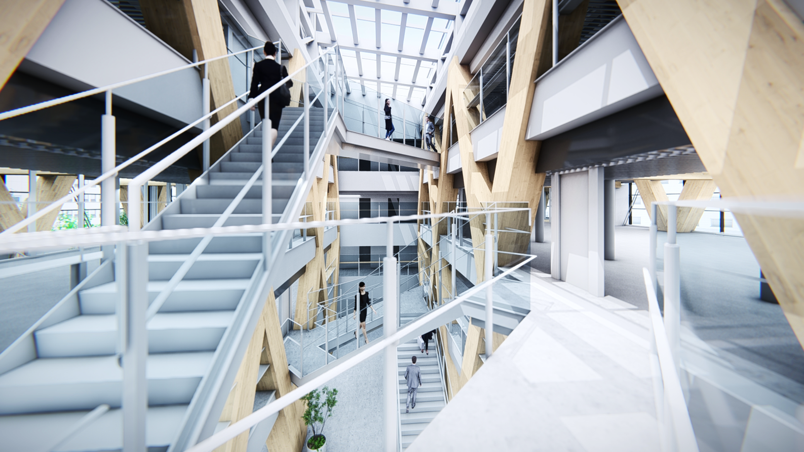 屋上から光が差し込む明るい空間イメージ