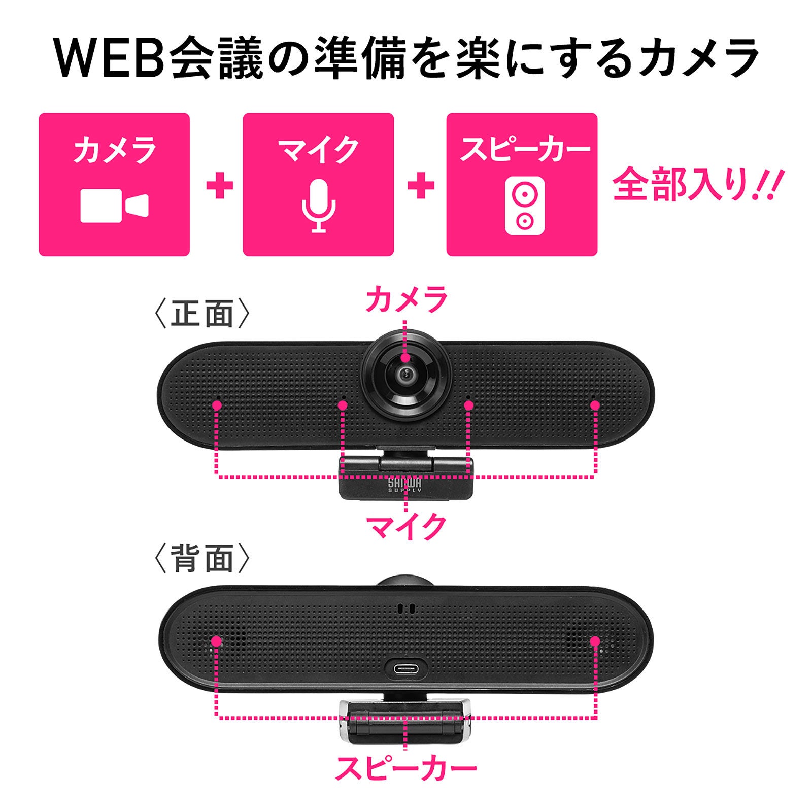 サンワサプライウ　カメラ内蔵スピーカー Amazon.co.jp: サンワサプライ スピーカー内蔵360度Webカメラ