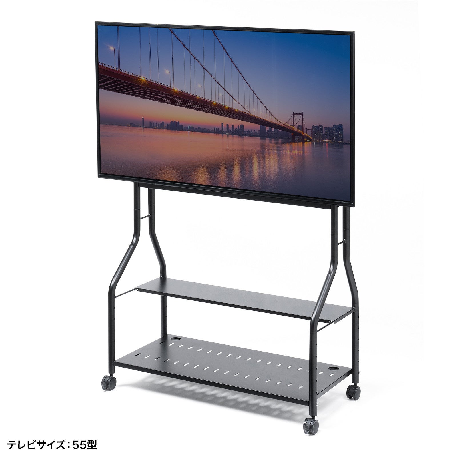 ミーティングの場所へ移動させて使用できる、40～65インチ対応の