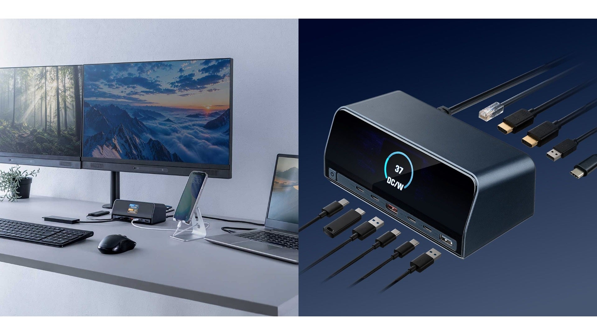 デスク周りをすっきり集約！電源内蔵・液晶搭載のUSB-Cドッキングステーションを発売