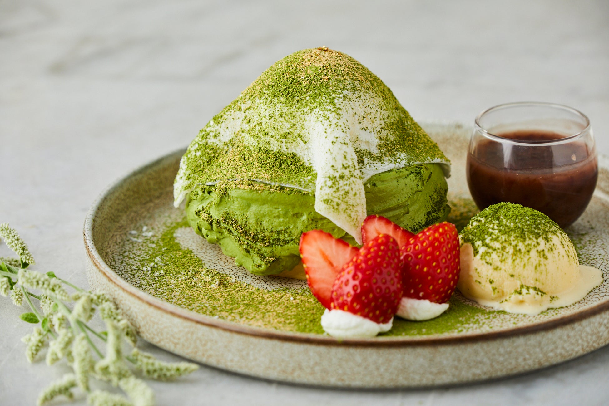 パンケーキショップ「J.S. PANCAKE CAFE」▲西尾抹茶のいちご大福パンケーキ