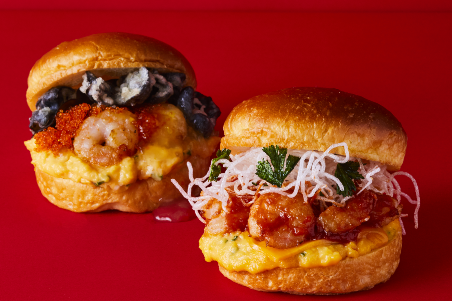 エビチリエッグサンド＆エビ＆とびっこ柚あんかけエッグサンド