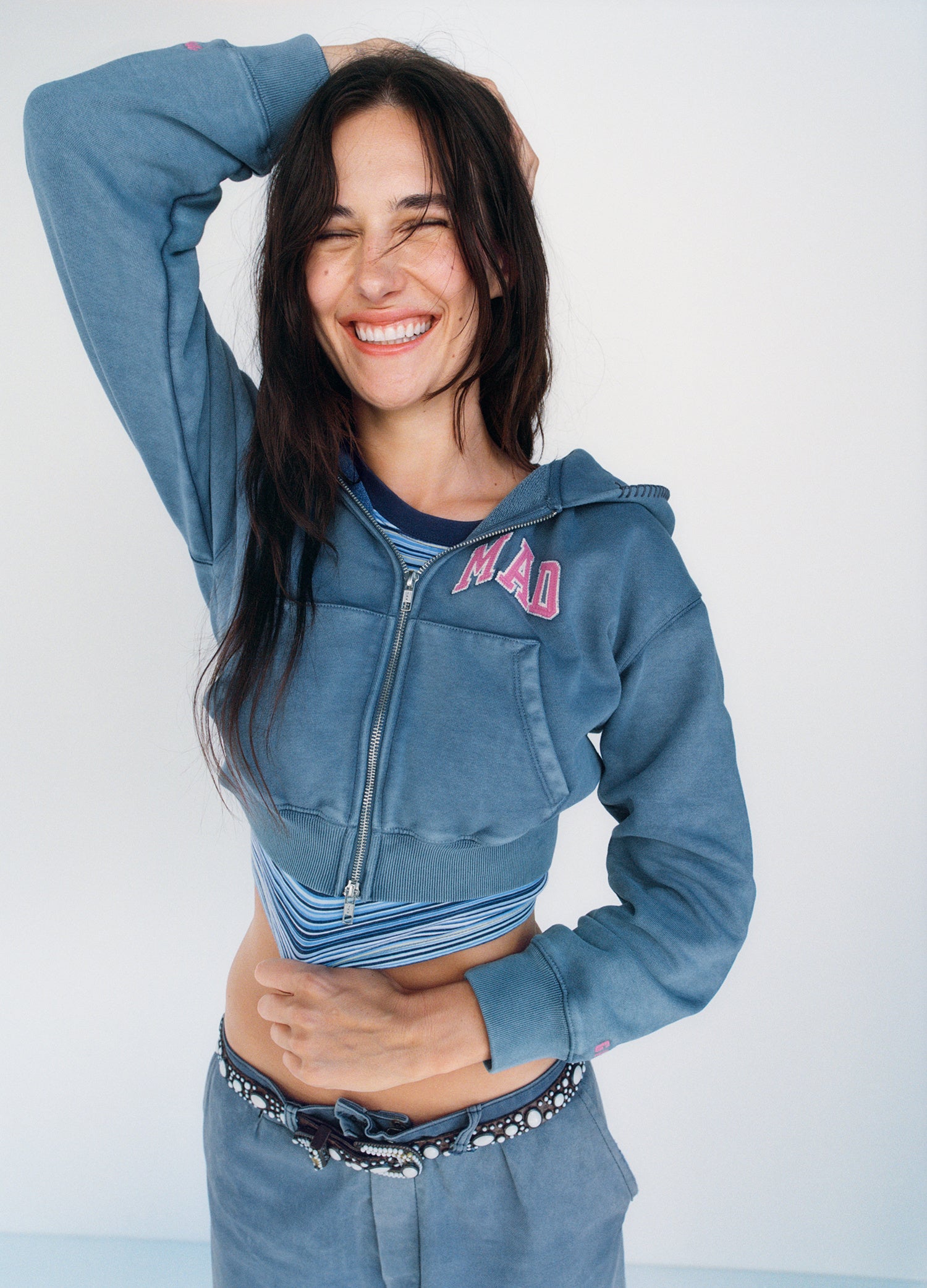 [限定コラボ]GAP×madhappy クロップドパーカー ブルー 限定コラボ]GAP×madhappy クロップドパーカー ブルー（Gap と