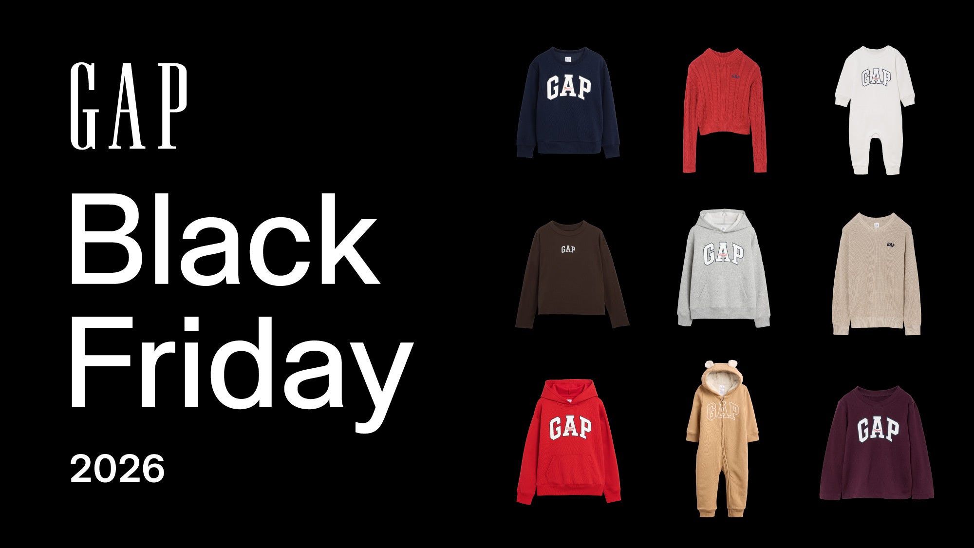 Gap、「ブラックフライデー 2026」を11 月19 日(木)から開催！総額1,000 万円分のギフトカードが当たるスクラッチ抽選、さらに「Black Friday Card」をプレゼント