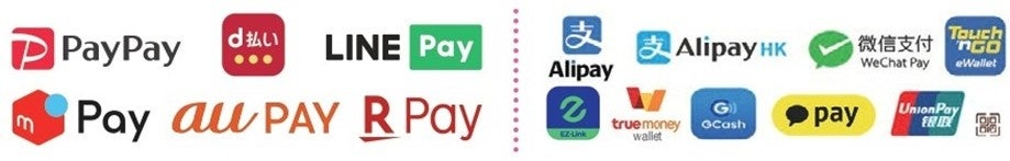 対象となるQRコード決済  海外ブランドも網羅しています。