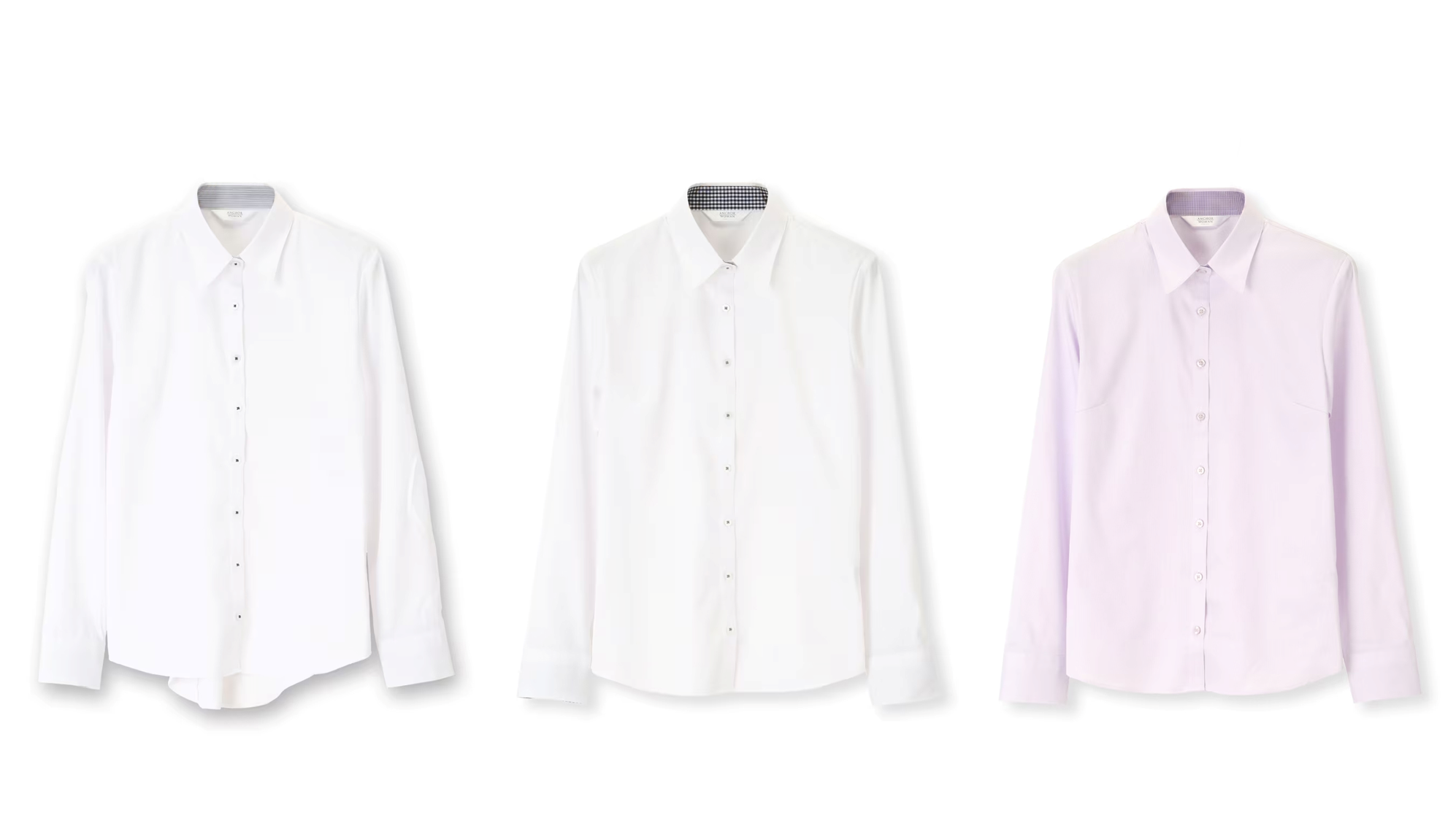 左：やや長めの丈感、中央・右：やや短めの丈感