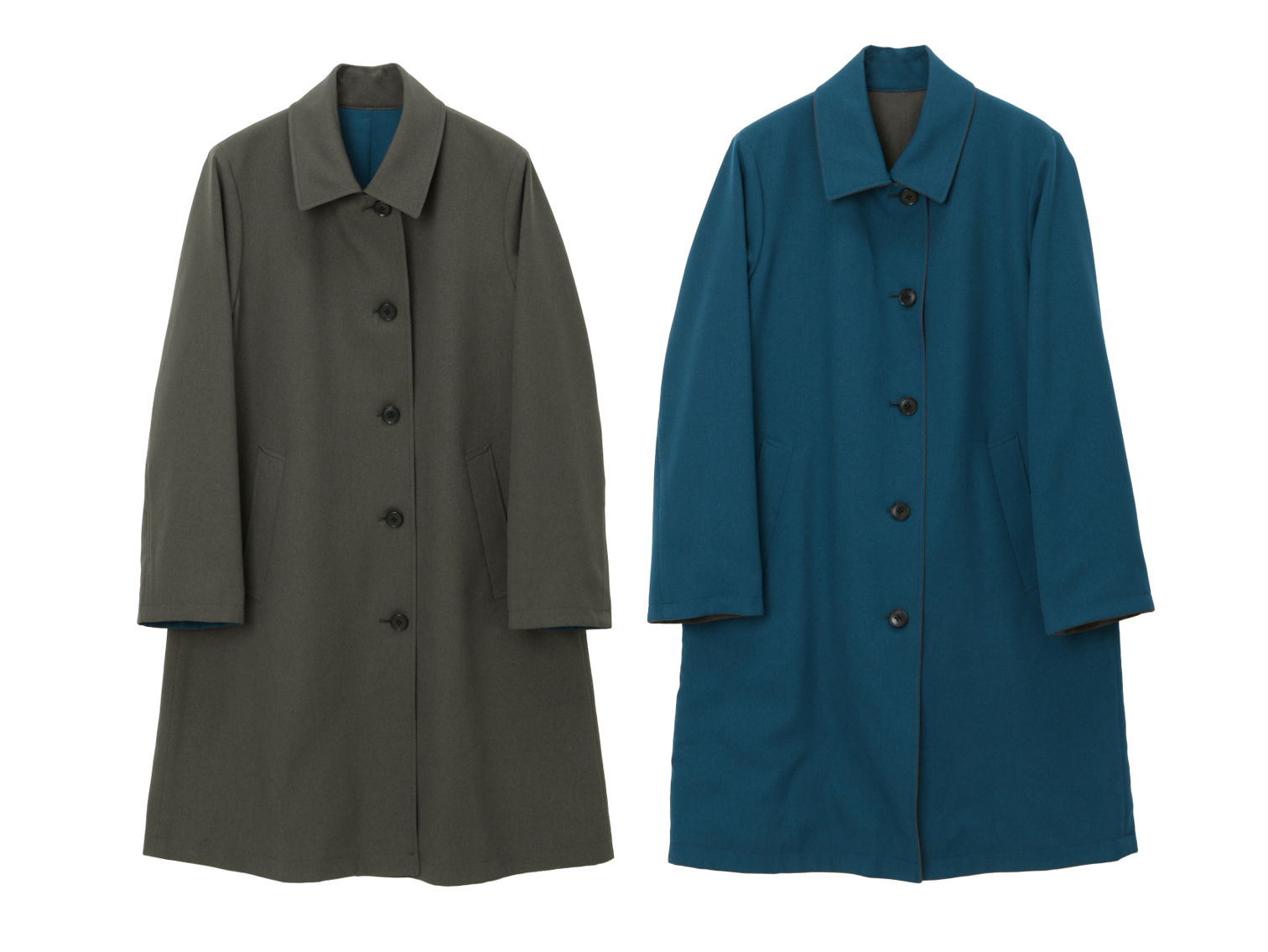 チャコールグレー×ブルー無地