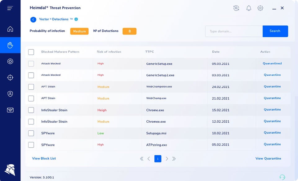 Heimdal エンドポイントDNSセキュリティ VectorN 検知