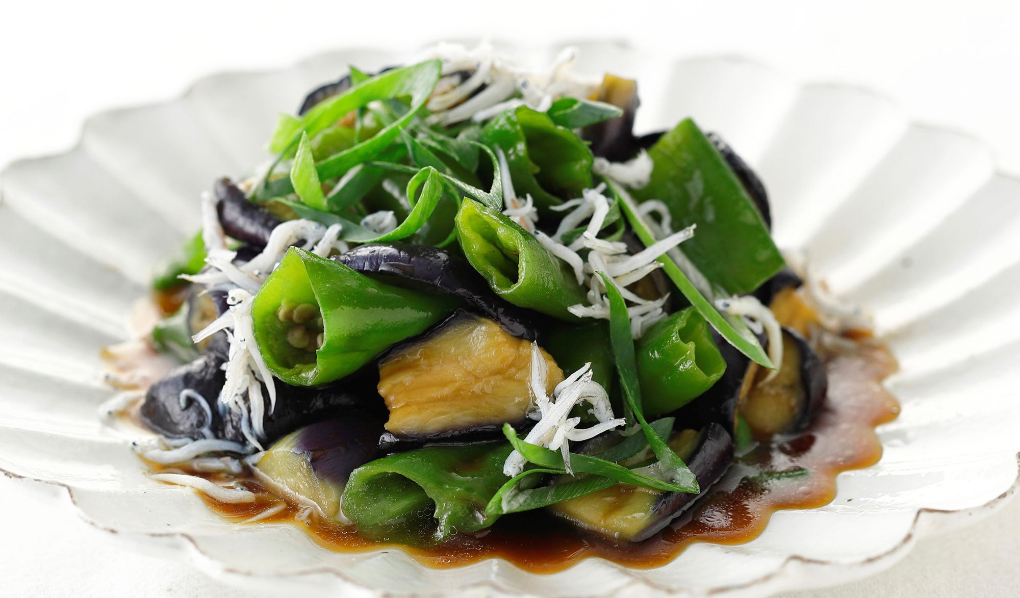 揚げなすと京都産万願寺唐辛子のかつお出汁和え