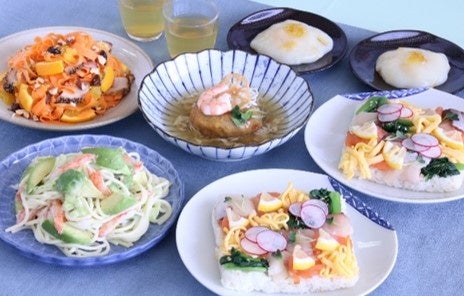 1月レッスンメニュー（モザイク寿司、和食、サラダ）