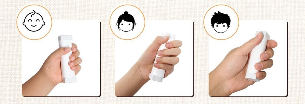 手の小さい子供・女性までもストレスなし、手にピッタリな円筒形人間工学デザイン