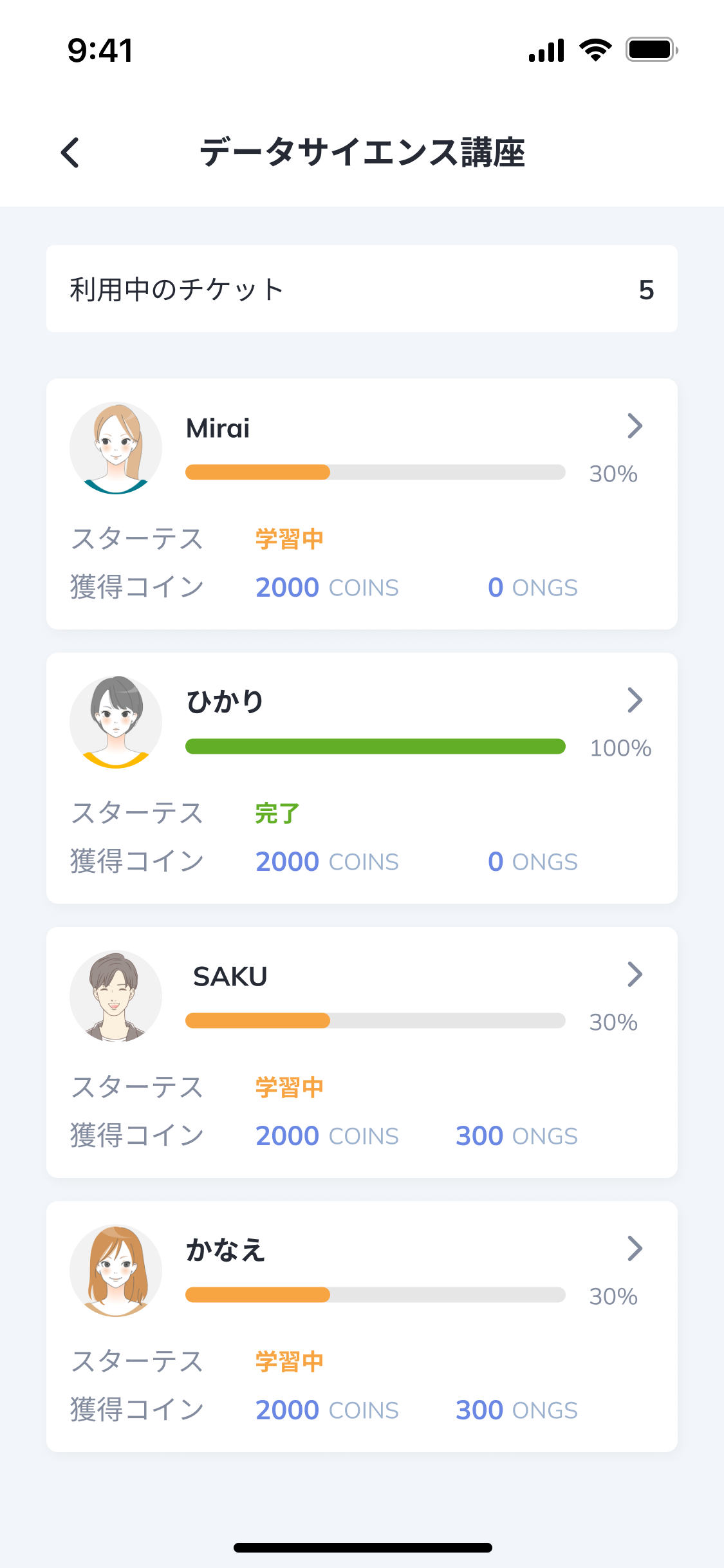 【スポンサー向け「ONGAESHI View」】③支援したタレントの講座進捗を確認
