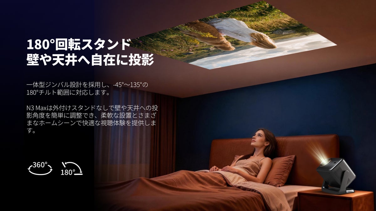 Dangbei、180°回転ジンバル一体型のスマートプロジェクター「N3 Max Sound」を日本で販売開始 家電量販店での実売価格は85,580円(税込)