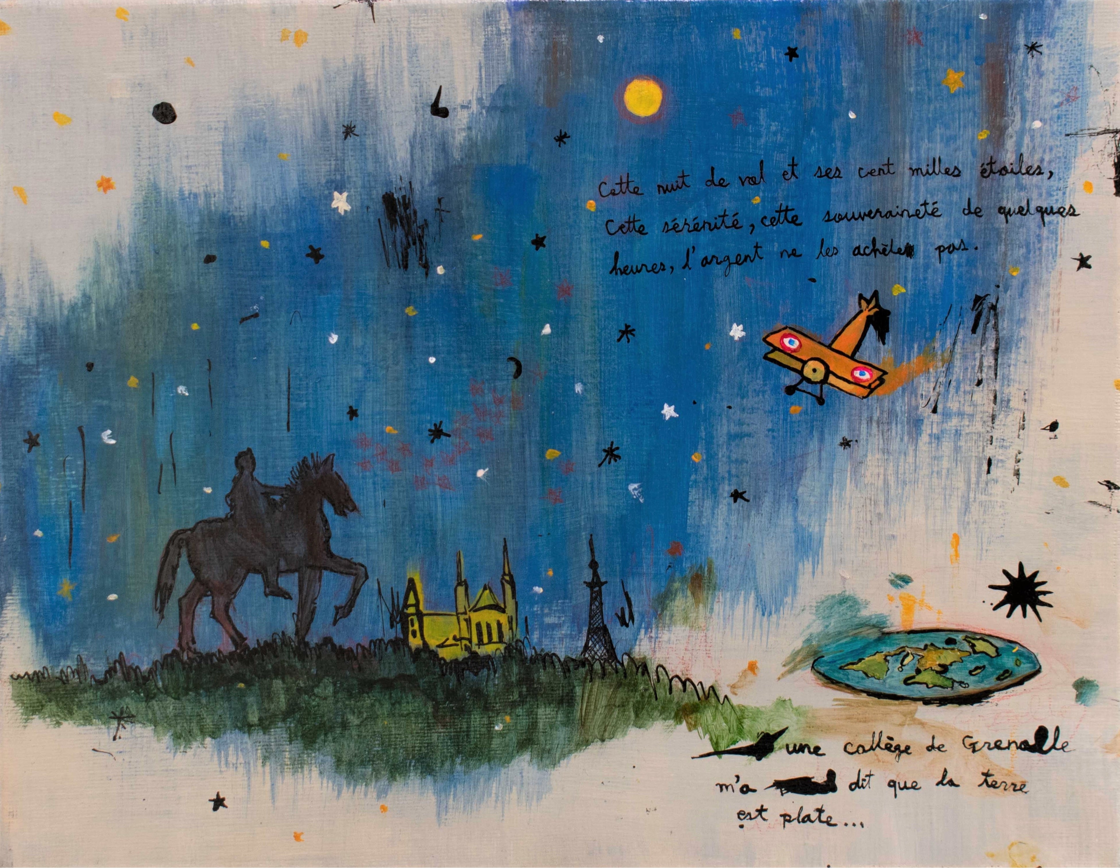 Sohyun Park 「Une Nuit d’été à Lyon」(2022) Acrylic and ink on canvas, 24×30cm