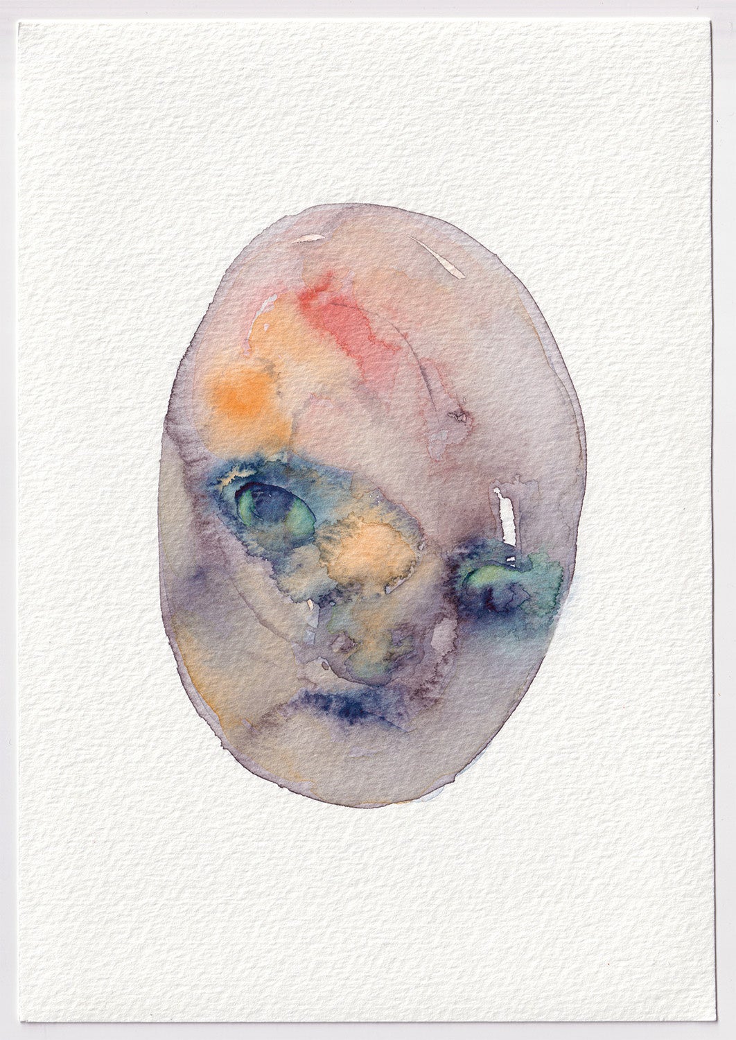 堀江栞《かさぶた #329》紙、水彩絵具、17.9×12.4cm, 2023年