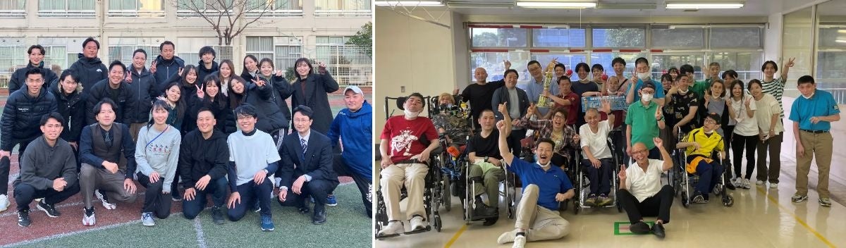 ＜左＞西新宿小学校教員と当社社員で実施した産学フレッシャーズ交流会&nbsp; &nbsp;＜右＞社会福祉法人新宿区障害者福祉センターの皆さんとスポーツ大会を開催