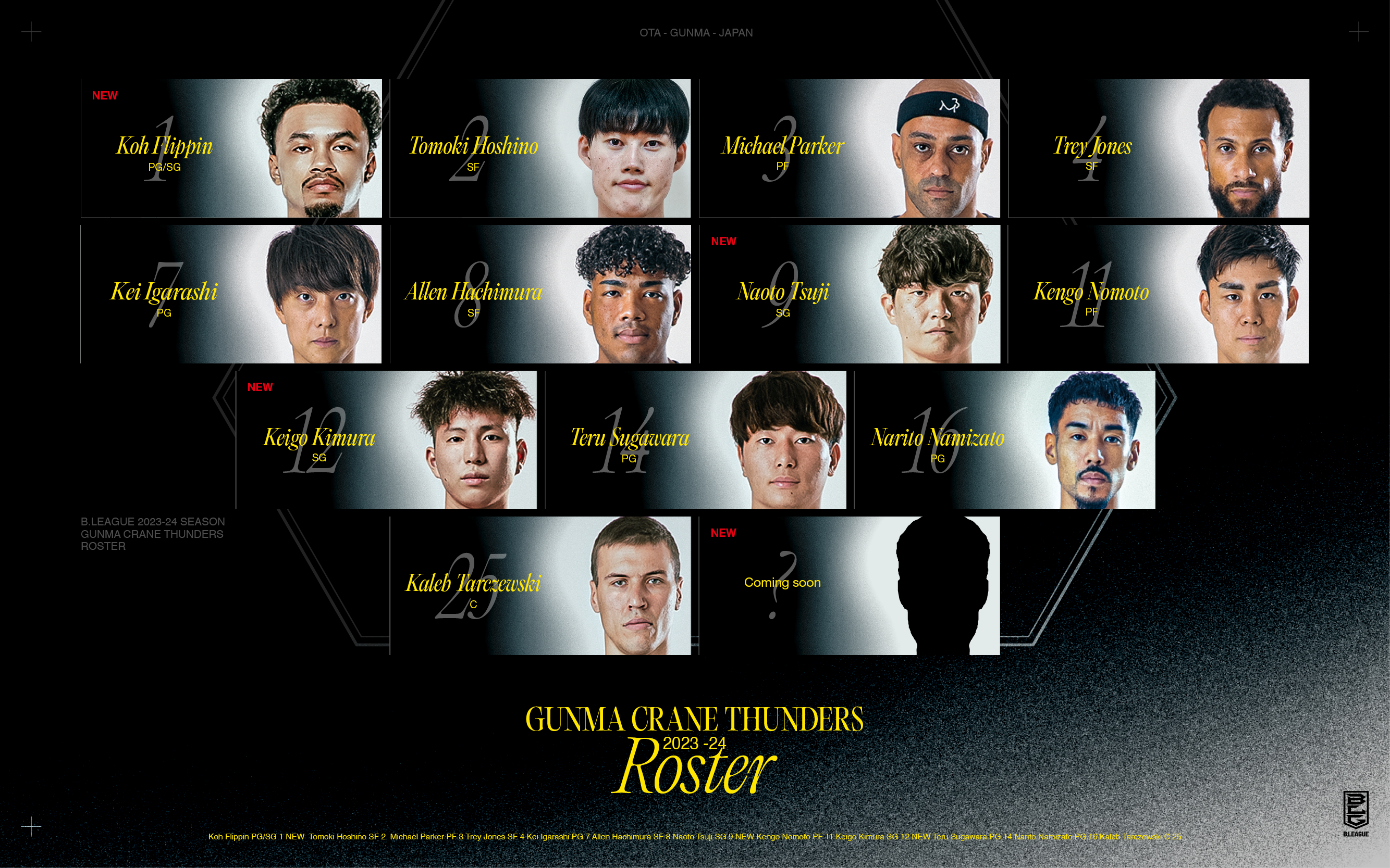 群馬クレインサンダーズ 2023-24 シーズン 群馬クレインサンダーズ 2023-24シーズン ロスター決定の