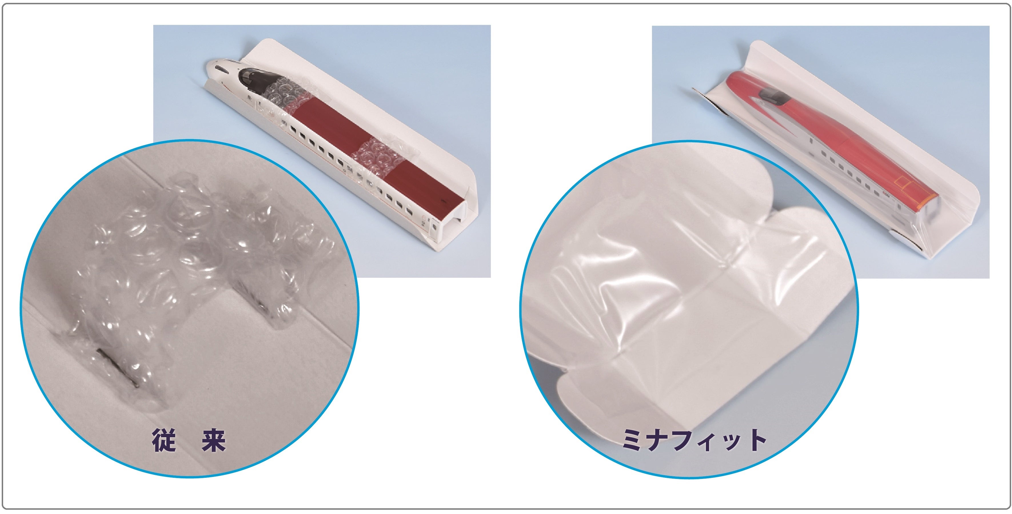 従来パッケージとミナフィットパッケージ