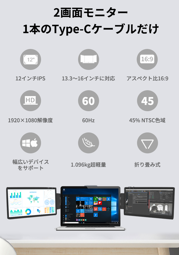 折り畳み式のデュアルモニター「Descreen」 | 株式会社ギャザ