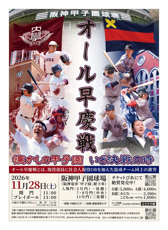 17年ぶりに聖地・甲子園で激突! 『オール早慶戦』に、夏の甲子園優勝メンバーや高校球界のスターたちが集結 17年ぶりに聖地・甲子園で激突! 『オール早慶戦』に、夏の甲子園優勝メンバーや高校球界のスターたちが集結