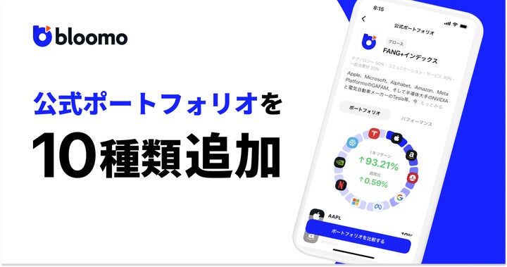 米国株資産運用アプリ「Bloomo」に新たな公式ポートフォリオが10種類 米国株資産運用アプリ「Bloomo」に新たな公式ポートフォリオが10種類
