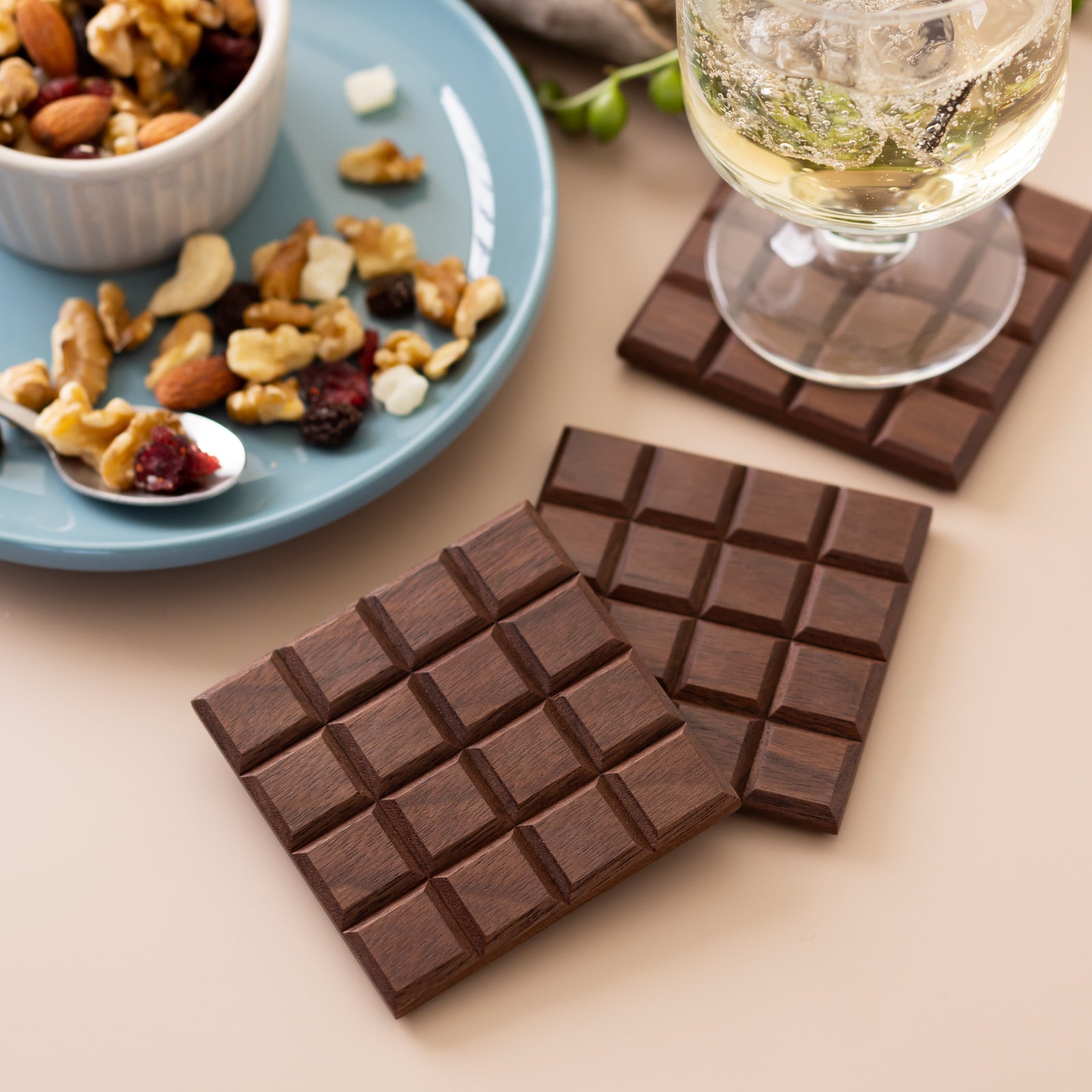 WOODEN CHOCOLATE COASTER in WALNUT