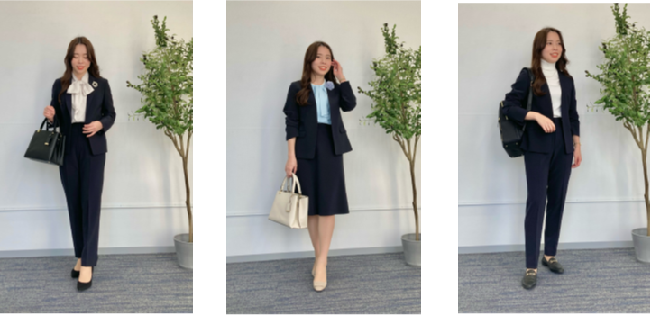 左：卒園・卒業式　中央：入園・入学式　右：ビジネススタイル