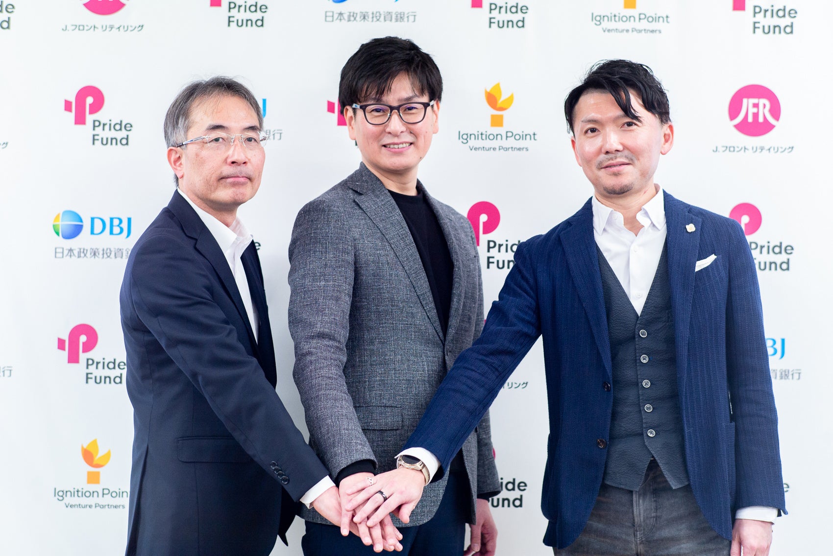 左から、友定聖二DBJ常務執行役員、小野圭一JFR代表執行役社長、田代友樹IGP-VP代表取締役