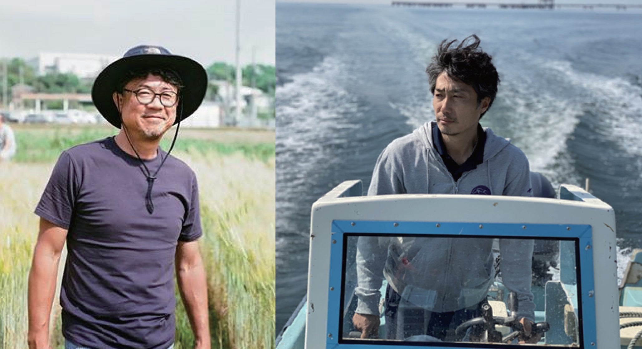 （左）ナチュラリズムファーム大皿 一寿氏　（右）すまうら水産 若林 良氏