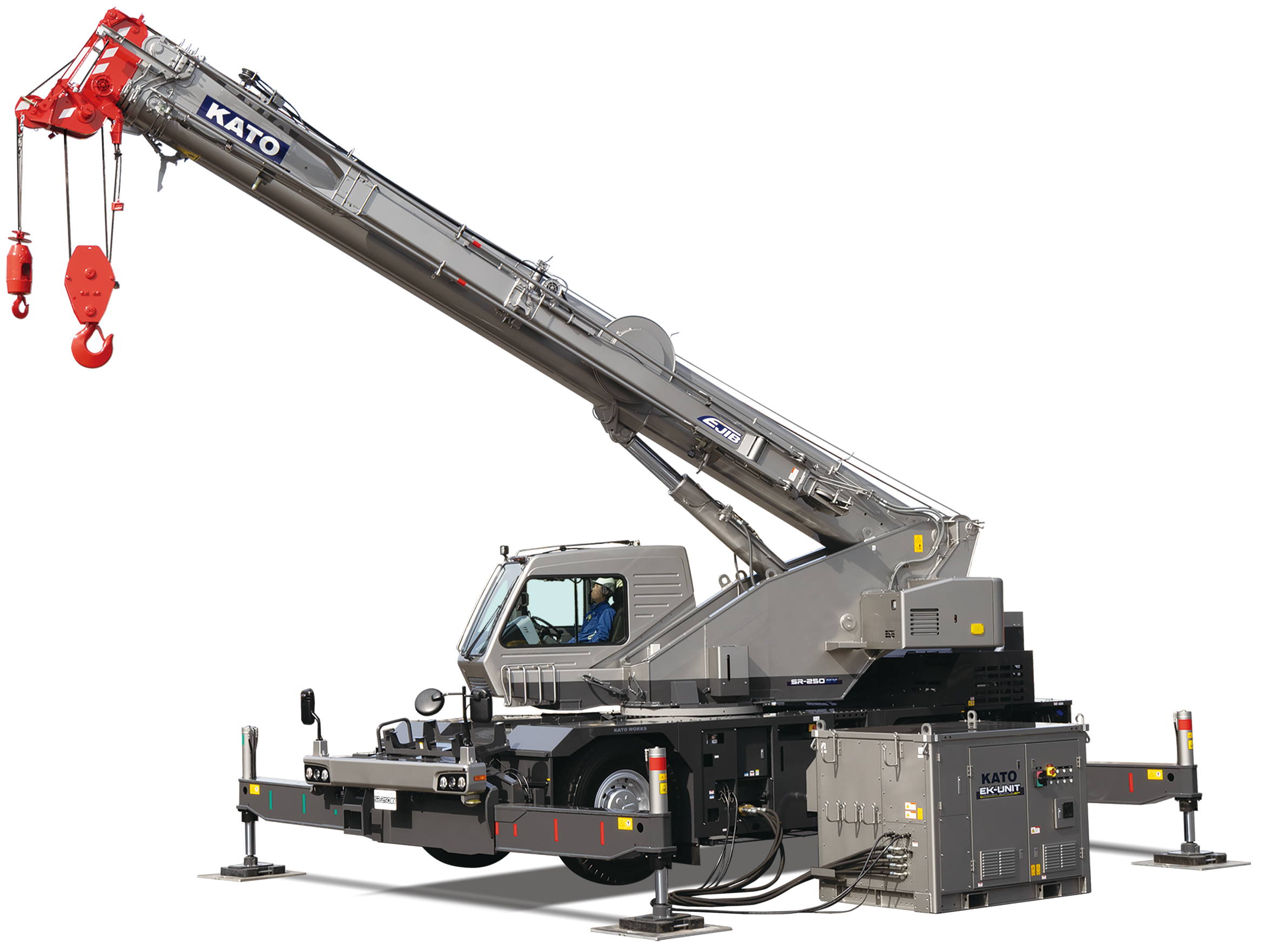 katoクレーン 世界初ハイブリッドラフター 受注開始！充電切れの心配なく走行でき