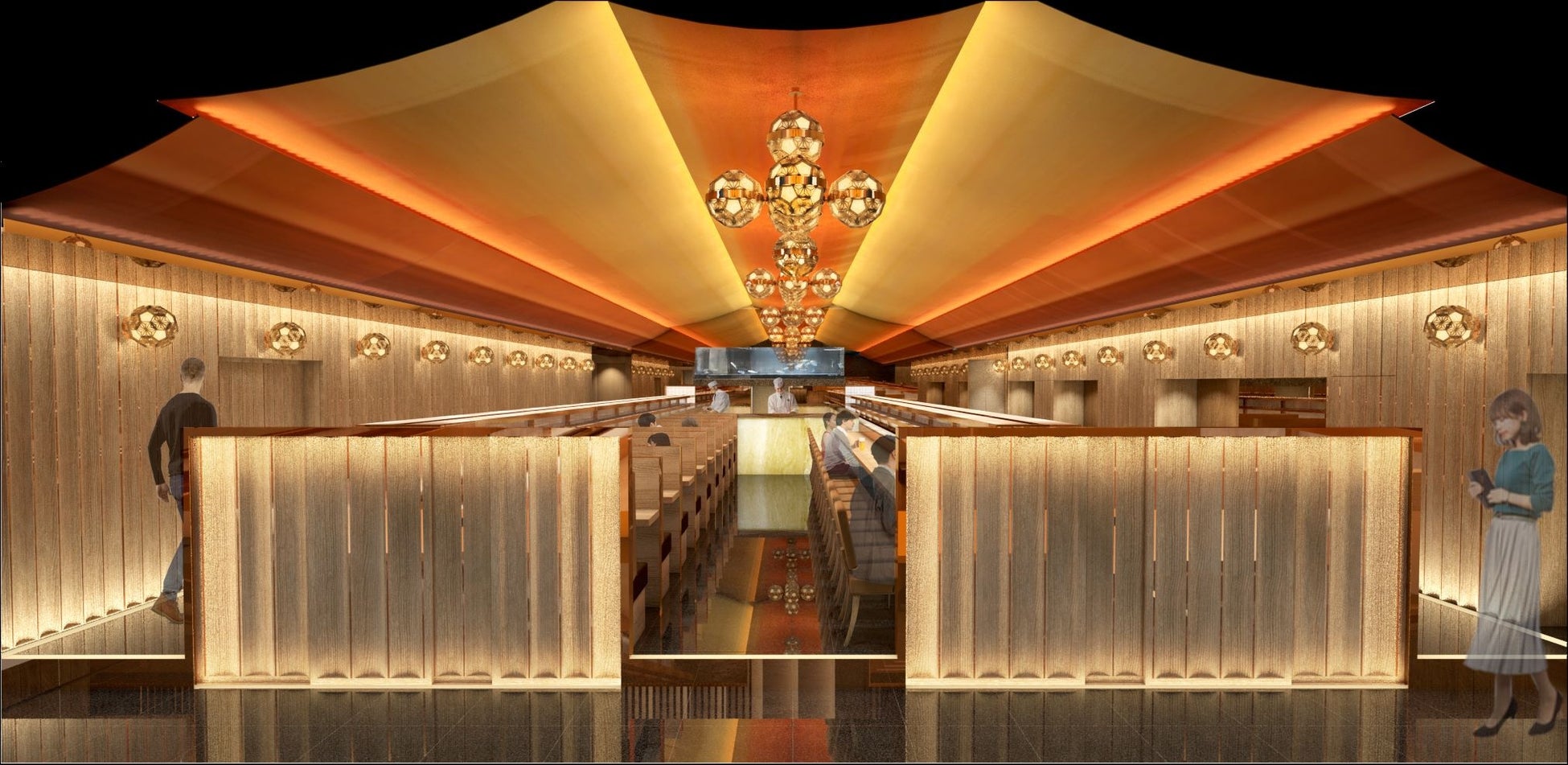 「廻転鮨 銀座おのでら 大阪店」内観完成イメージCG