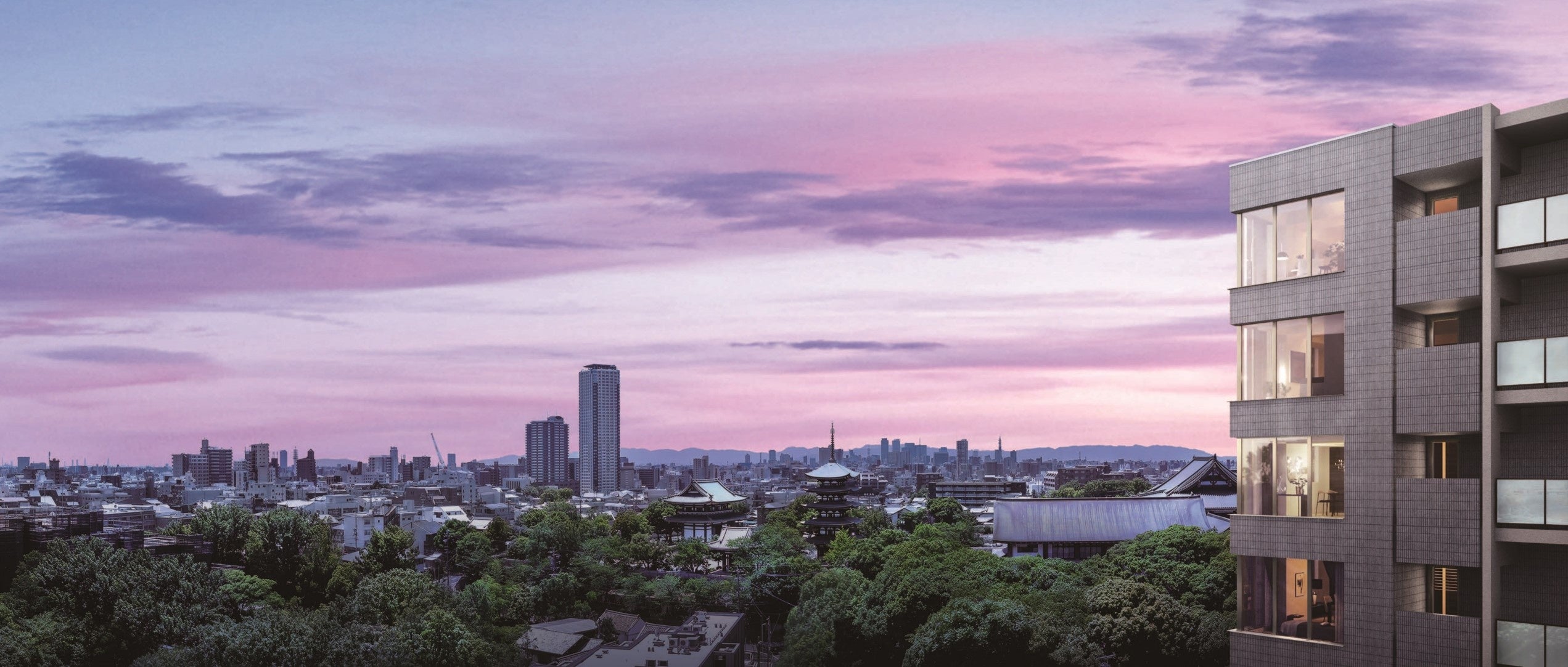 「覚王山日泰寺」と「揚輝荘」を望む