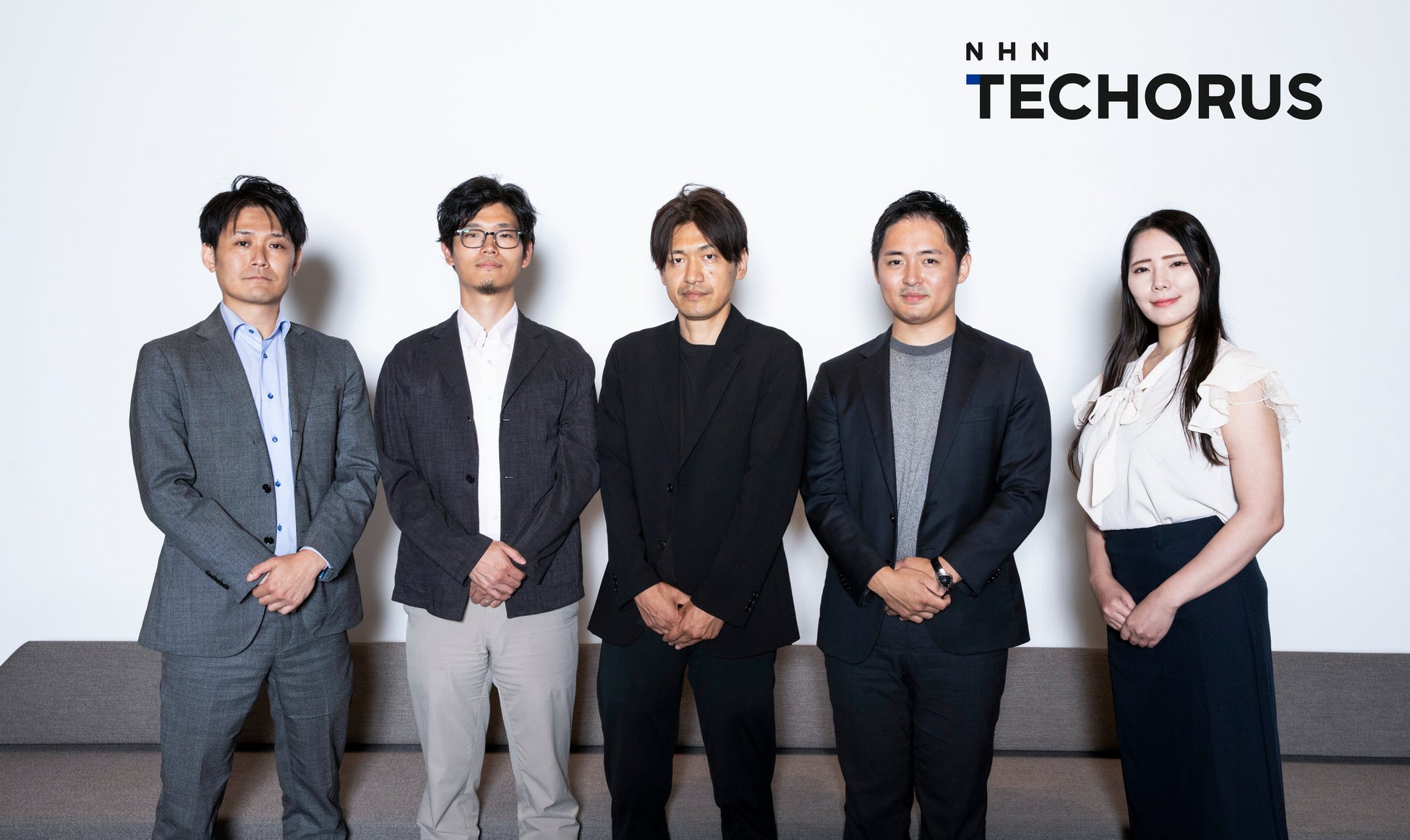 左からラーゲイト ITコンサルティング事業部部長 柳澤 SI事業部部長 久保 本プロジェクトマネージャー清宮 代表取締役 益子 NHN テコラス 藤澤様