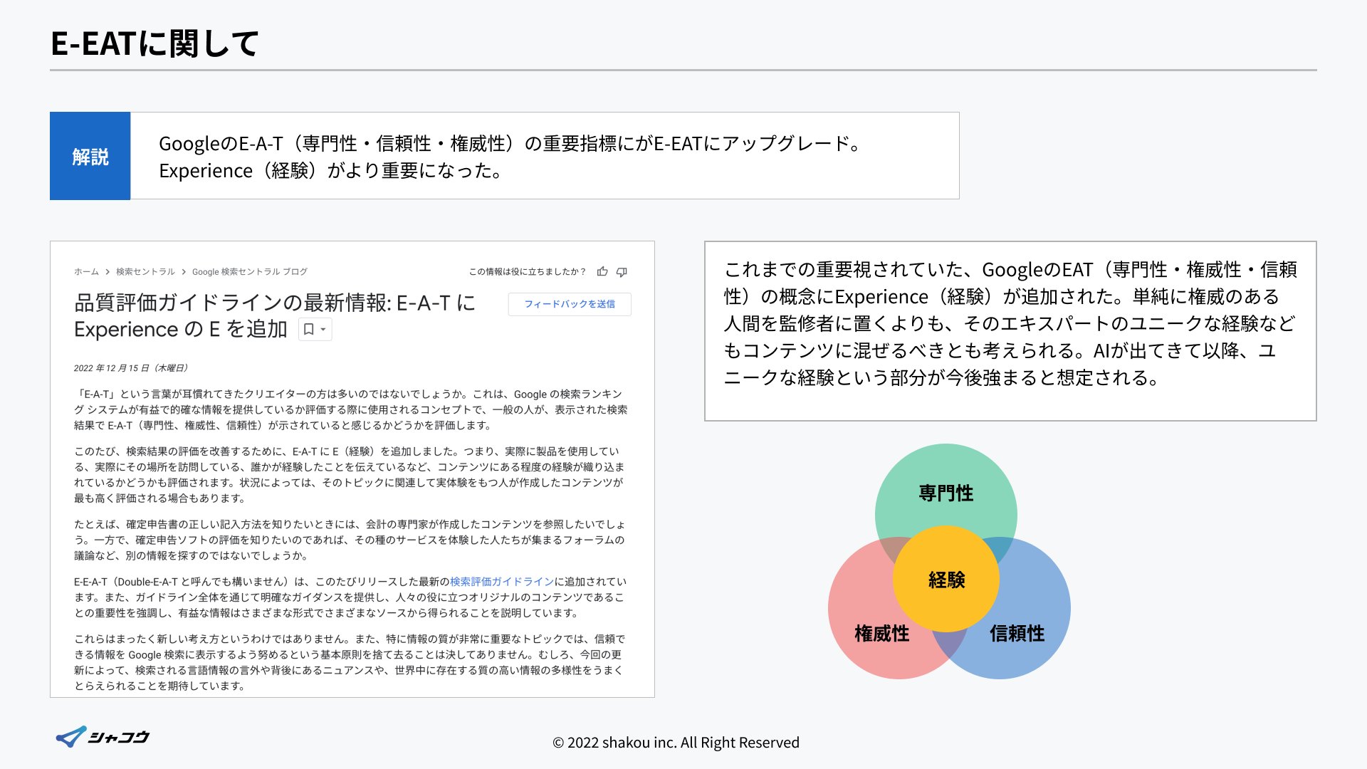 新評価基準E-E-A-T