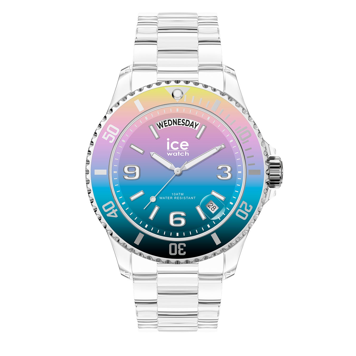 【美品】ICE-WATCH アイスクリアサンセット ヨガ アイスウォッチ - 透明ベルト&夏っぽグラデの腕時計「アイス