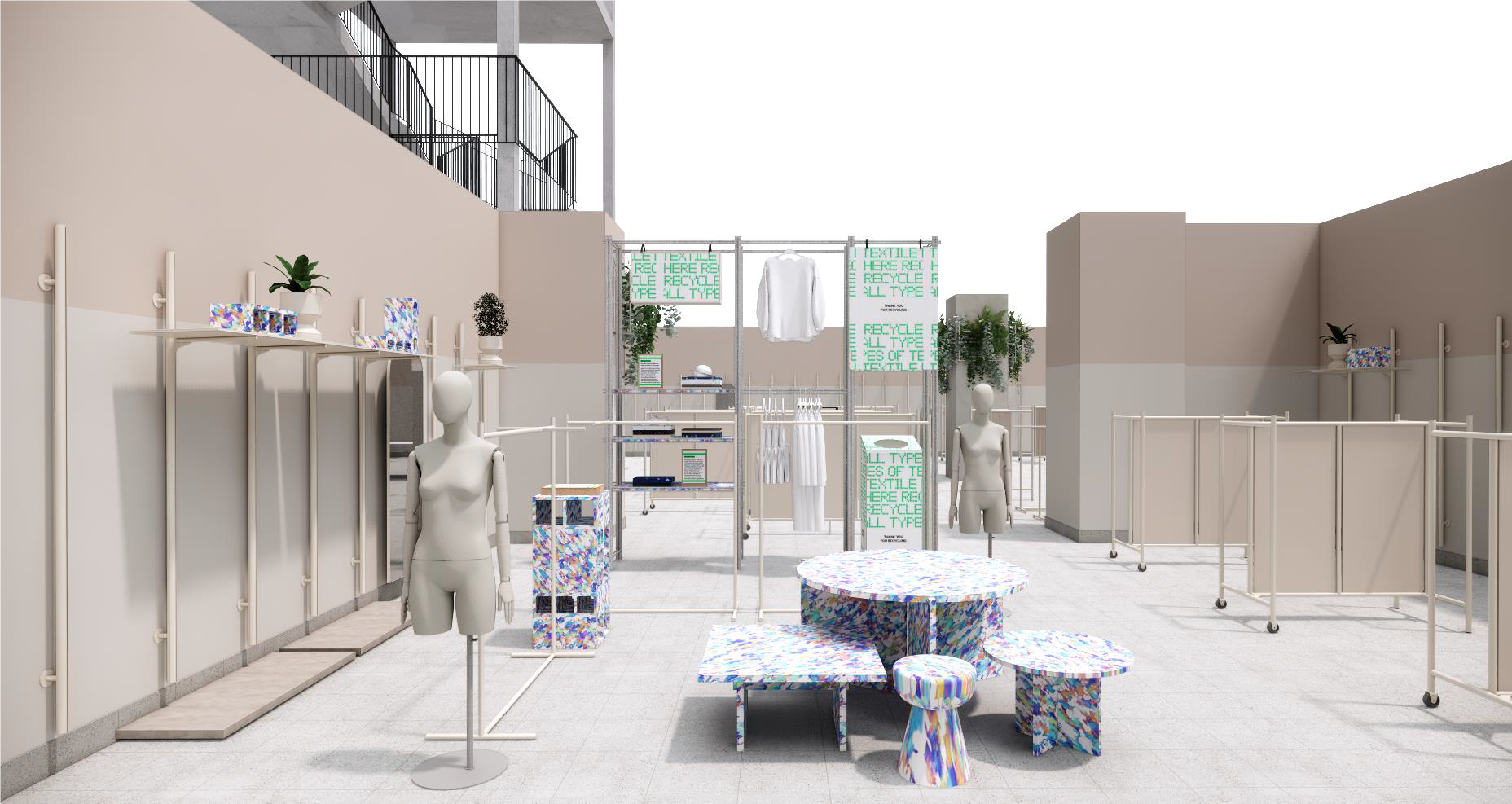 H&M 池袋店、PANECO®を採用した店内イメージ図 （※PANECO®什器の色は実際と異なる可能性があります）