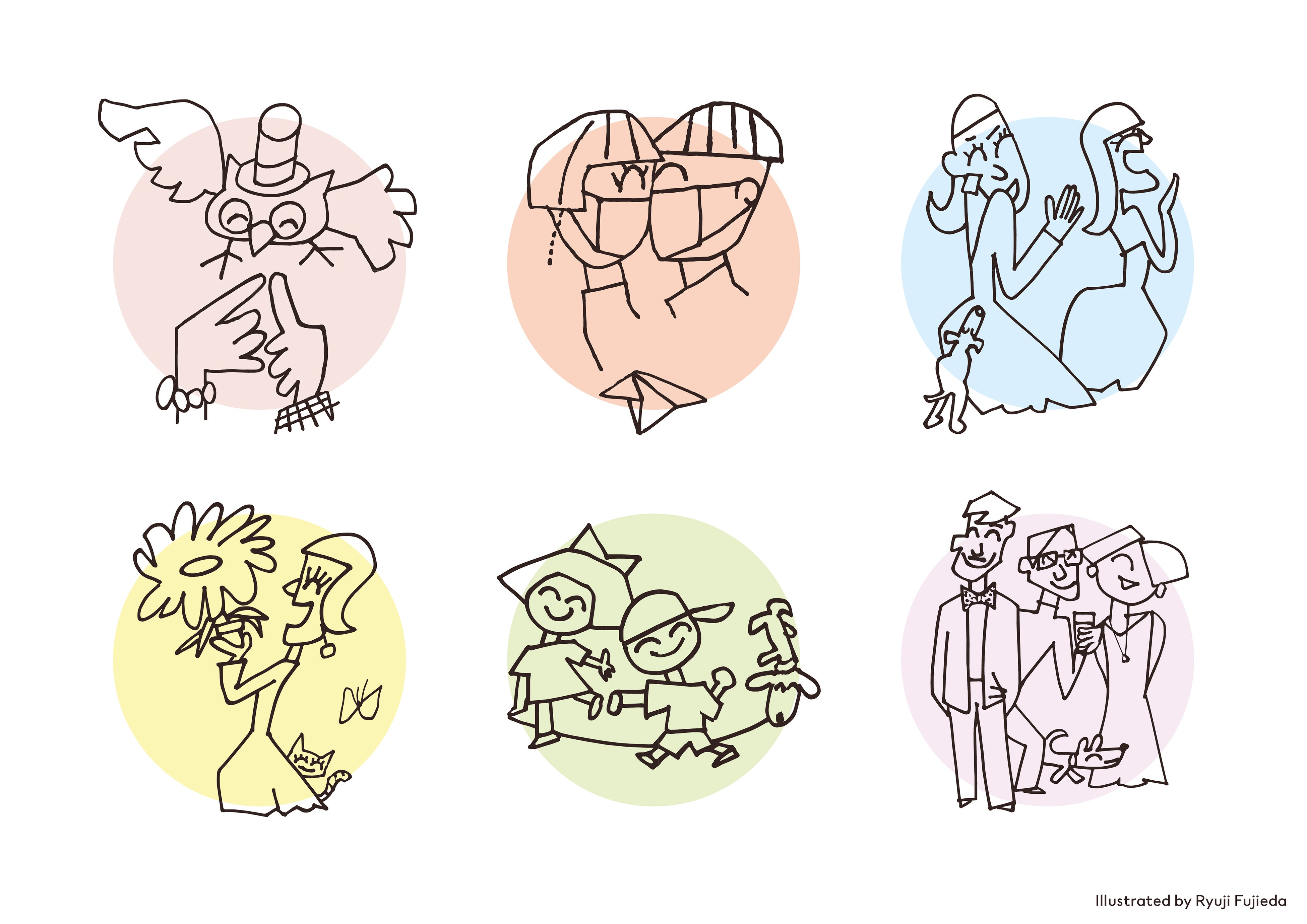 ステッカーなどノベルティ特典に起用した藤枝リュウジさんによるイラスト