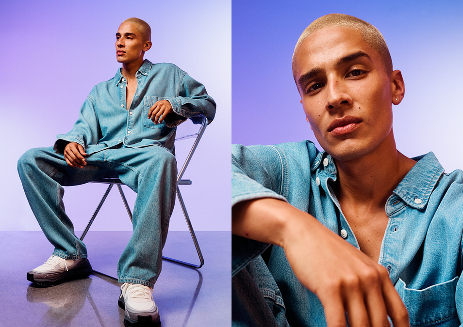 オーバーサイズフィットデニムシャツ￥4,999 ルーズプルオンデニム￥5,999