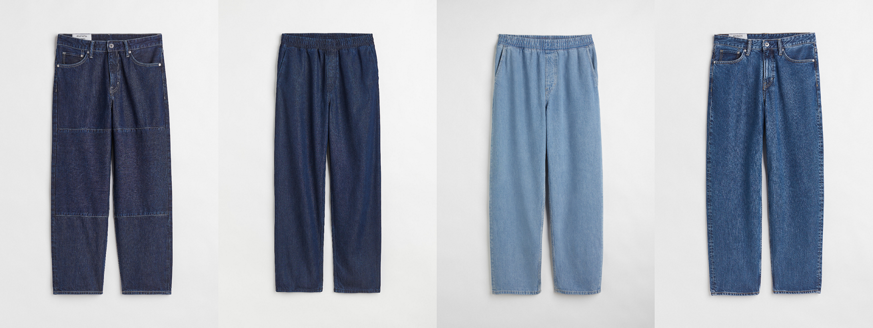 (左から) ルーズデニム￥5,999 ルーズプルオンデニム￥5,999 ルーズプルオンデニム￥5,999 ルーズデニム￥5,999